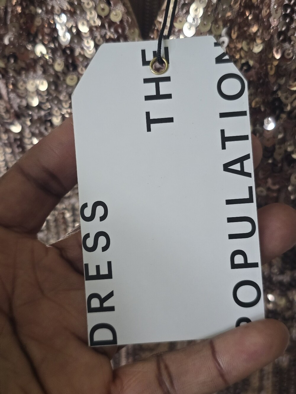 Dress The Population NWT Gold Sequin Fringe Maxi Gown XS $598 Deep V Formal - Picture 10 of 16